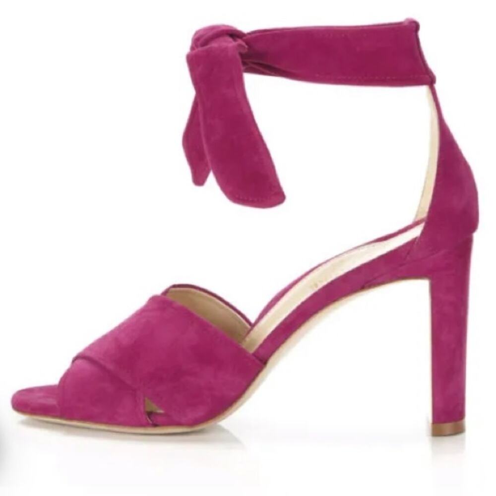 🎉HP👏 NIB Marion Parke Women's Leah Ankle Tie Sandal in Magenta Suede Sz 7.5 - Picture 2 of 16